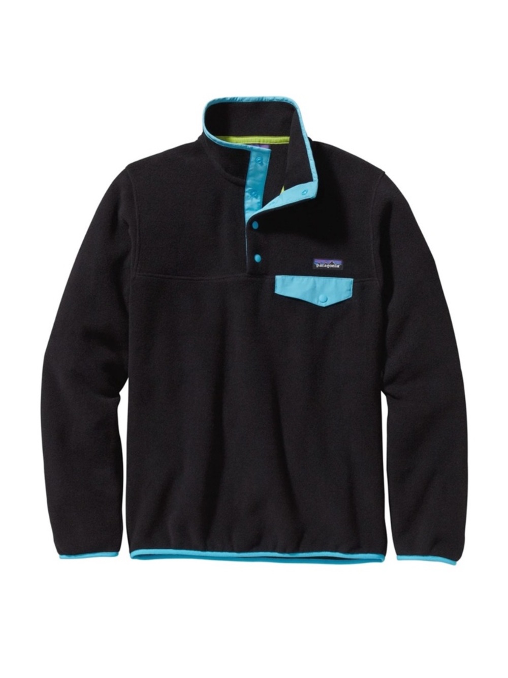 Womens Patagonia Synchilla Fleece Size Medium Black Teal Blue Lime Green